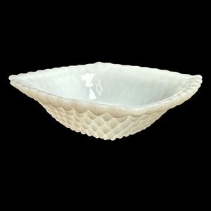 Glass Milk Anchor Hocking Hobnail VTG White Square Bowl Vase Diamond MCM